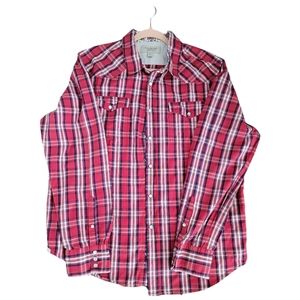 Heritage1981 Men's Multi-colored Plaid Long Sleeve Shirt w/ Snap Buttons SZ XL